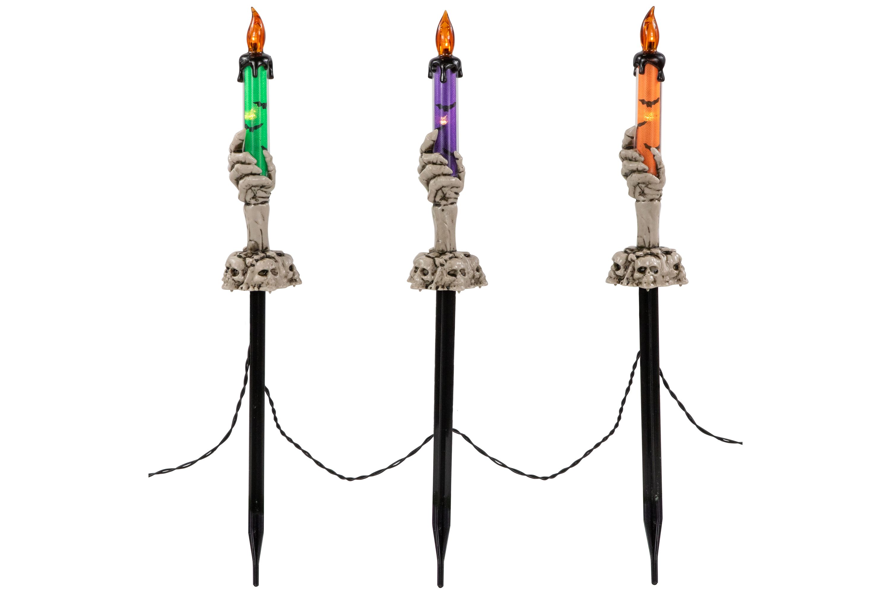 LED Lighted Skeleton Candle Halloween Decorations - 8.5" - Set of 6