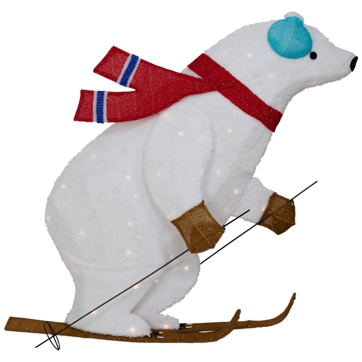 Lighted Skiing Polar Bear Outdoor Christmas Decoration - 40" - Warm White LED