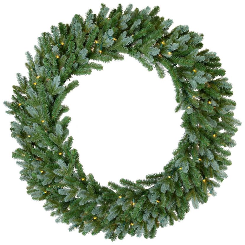 Pre-Lit Artificial Blue Spruce Christmas Wreath - 48" - Clear