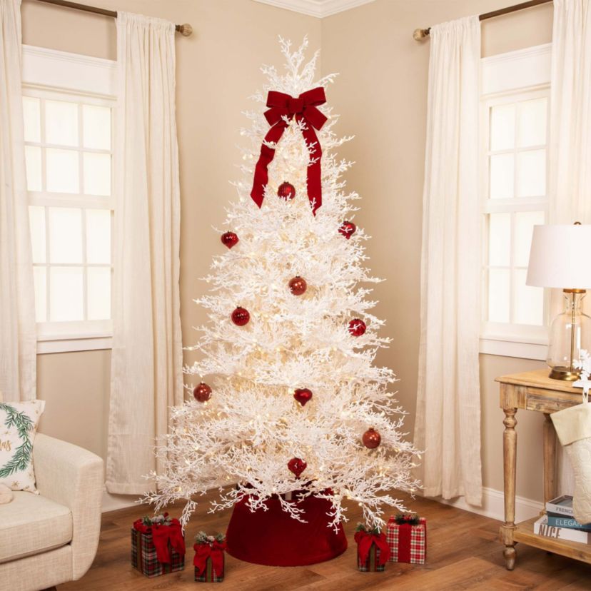 Pre-Lit Flocked Twig Artificial Christmas Tree - 7.5 - Warm White LED