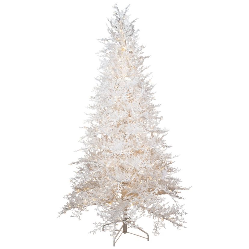 Pre-Lit Flocked Twig Artificial Christmas Tree - 7.5 - Warm White LED