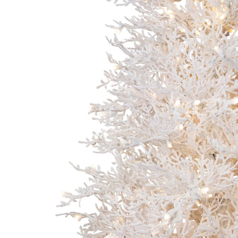 Pre-Lit Flocked Twig Artificial Christmas Tree - 7.5 - Warm White LED