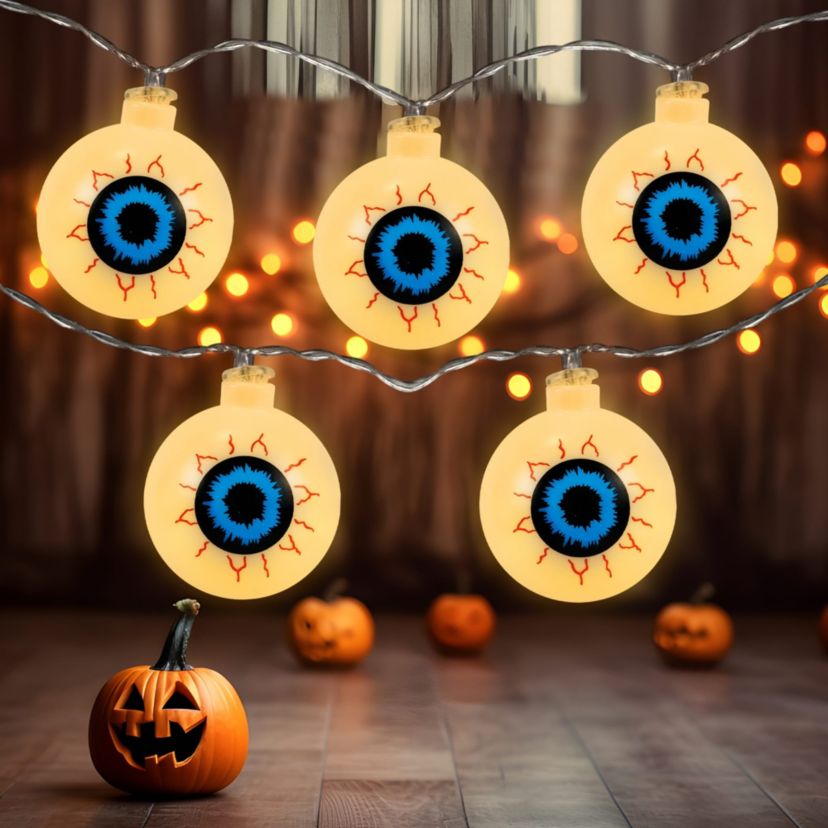 LED Bloodshot Eyeball Halloween Lights - 4.5 Clear Wire - Warm White Lights - 10ct