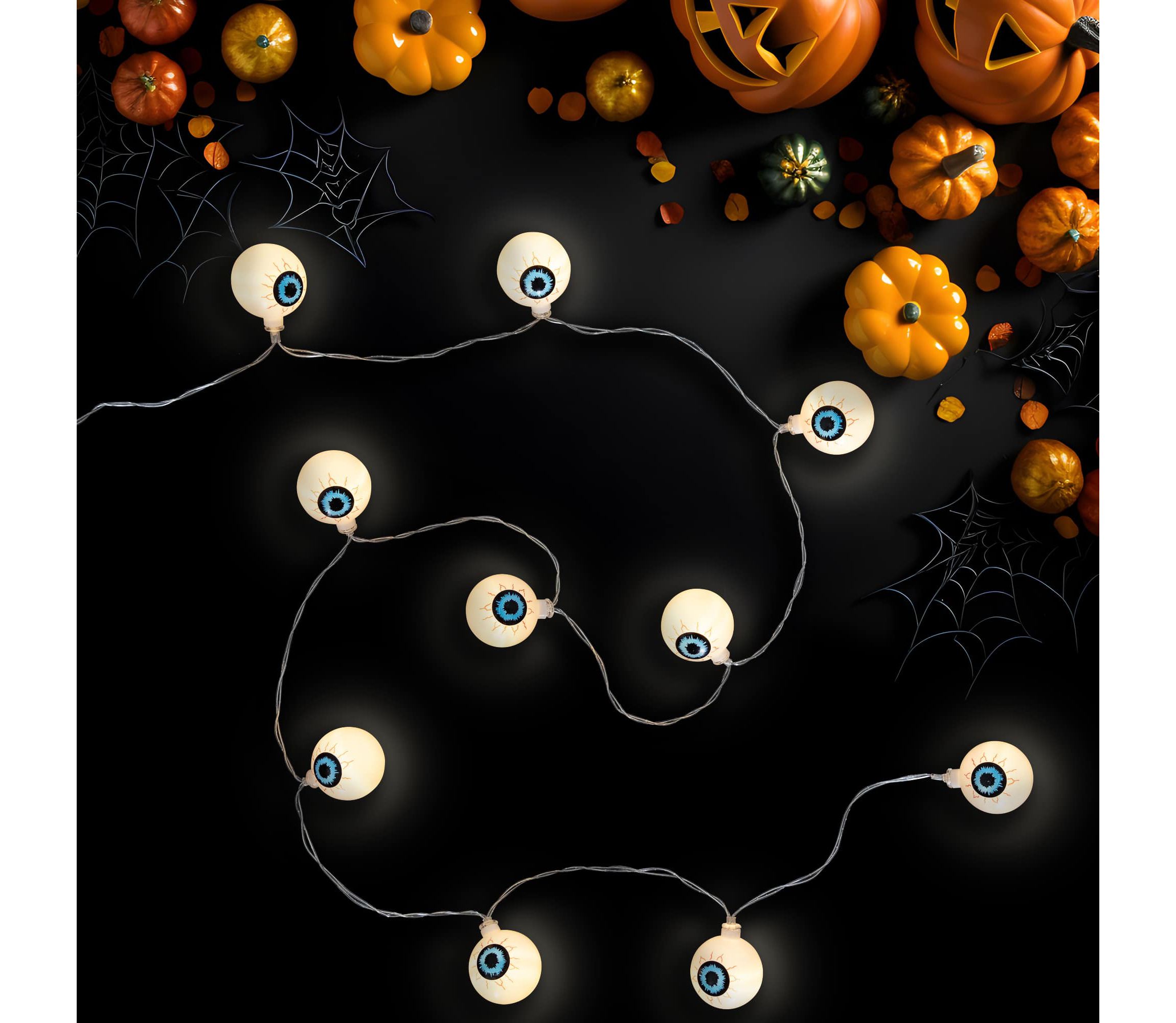 LED Bloodshot Eyeball Halloween Lights - 4.5 Clear Wire - Warm White Lights - 10ct