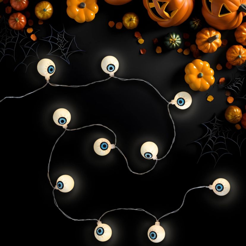 LED Bloodshot Eyeball Halloween Lights - 4.5 Clear Wire - Warm White Lights - 10ct