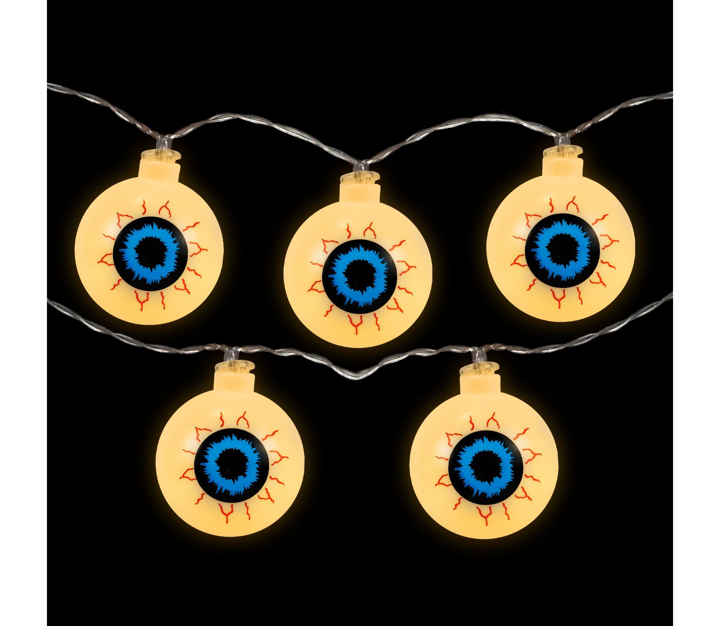 LED Bloodshot Eyeball Halloween Lights - 4.5 Clear Wire - Warm White Lights - 10ct