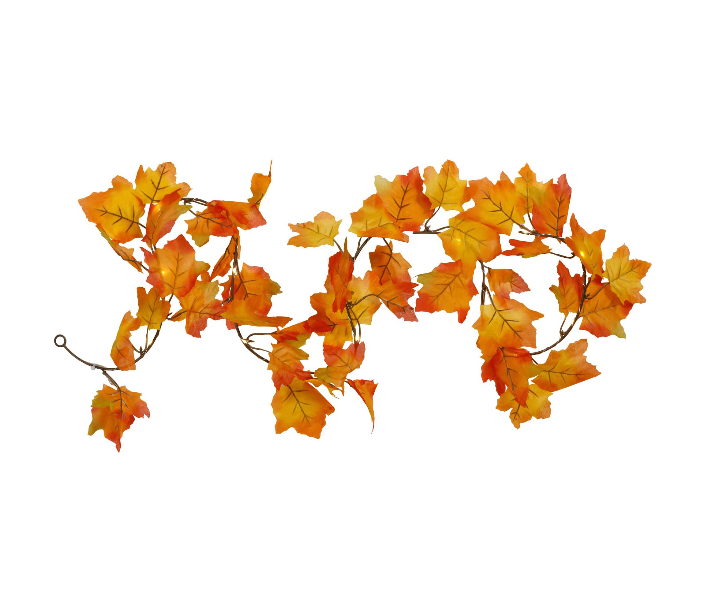 Pre-Lit Battery Operated Maple Leaf Fall Harvest Garland - 5 x 5" - Warm White Lights