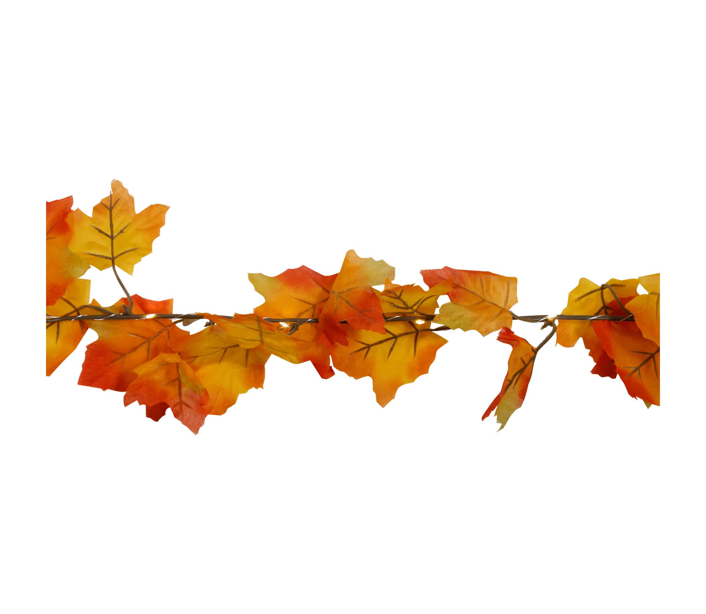 Pre-Lit Battery Operated Maple Leaf Fall Harvest Garland - 5 x 5" - Warm White Lights