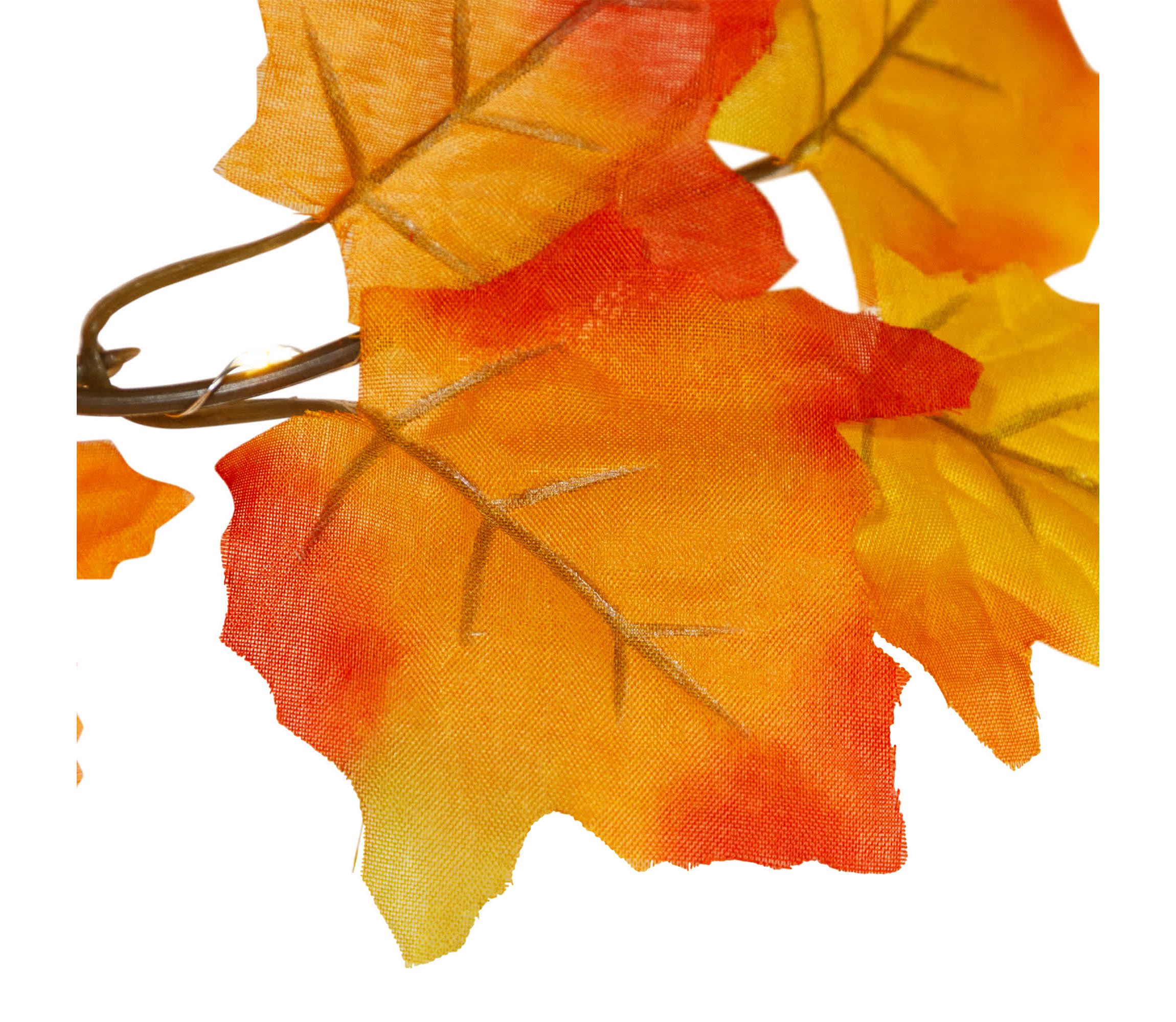 Pre-Lit Battery Operated Maple Leaf Fall Harvest Garland - 5 x 5" - Warm White Lights