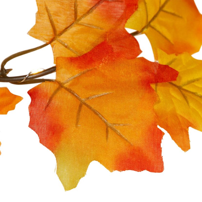 Pre-Lit Battery Operated Maple Leaf Fall Harvest Garland - 5 x 5" - Warm White Lights