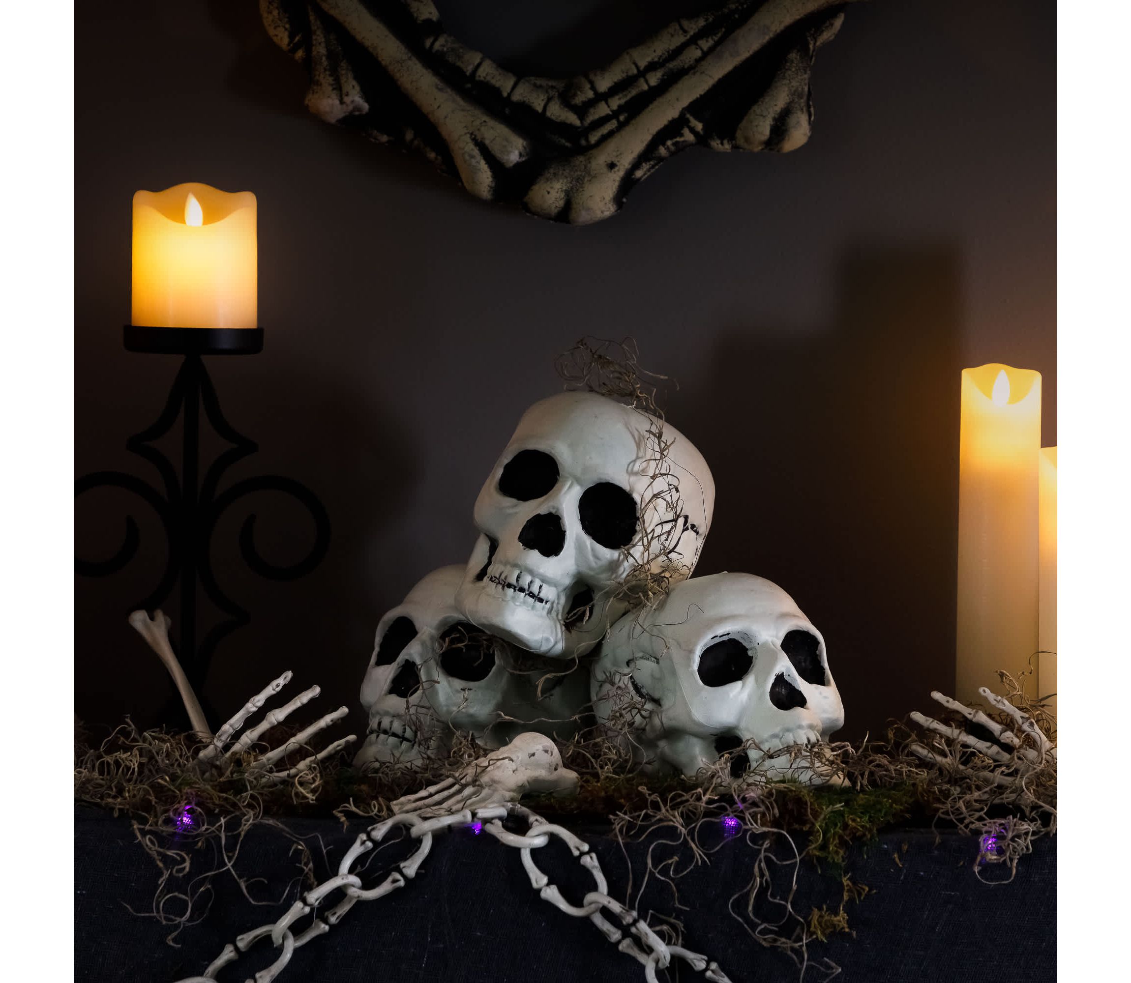 Bag of Skulls Halloween Decorations - 6" - Set of 3