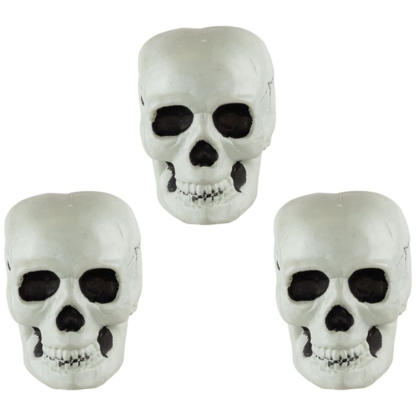 Bag of Skulls Halloween Decorations - 6" - Set of 3