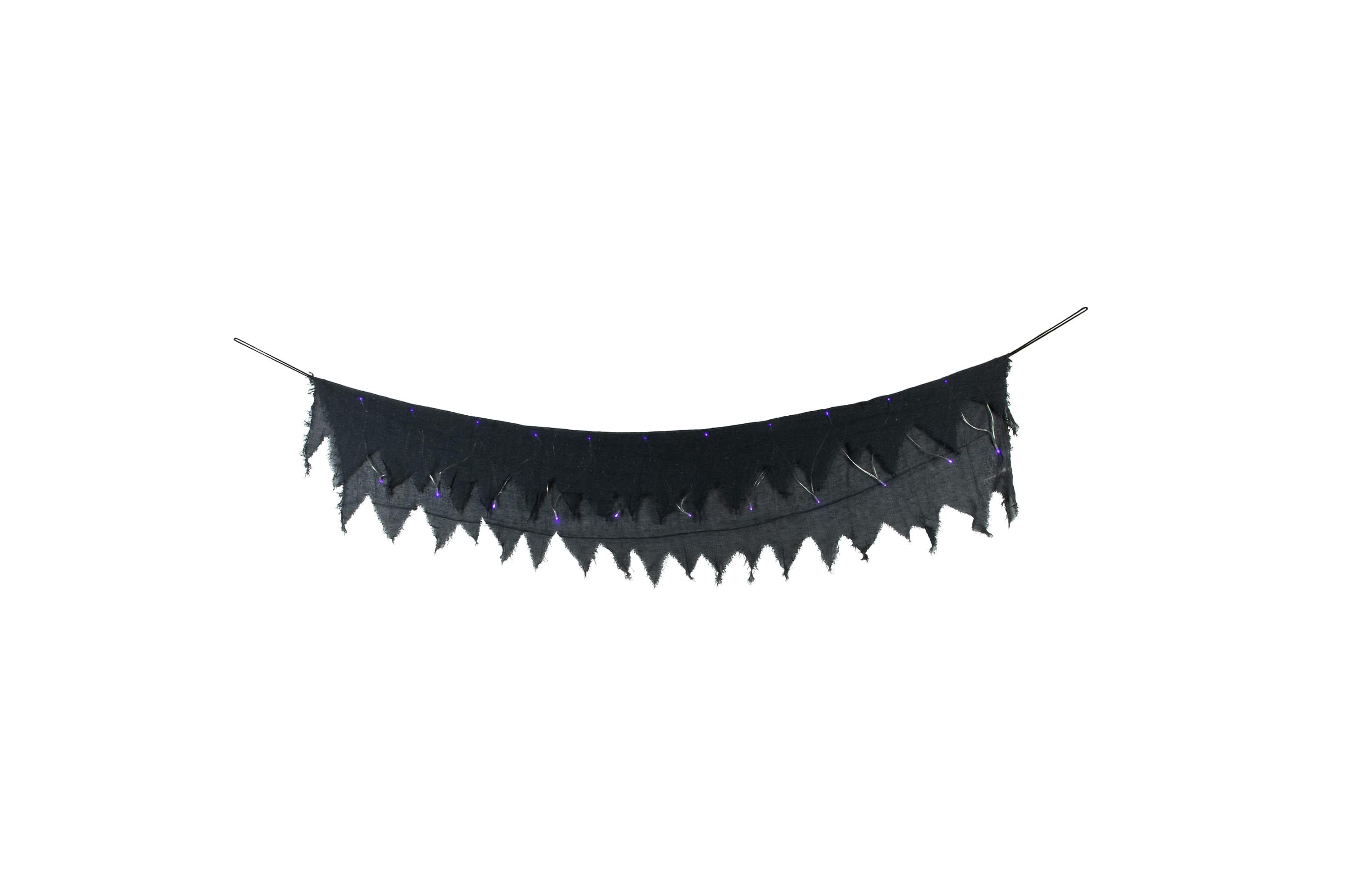 Lighted Raggedy Halloween Valance- 5.75 - Purple LED Lights