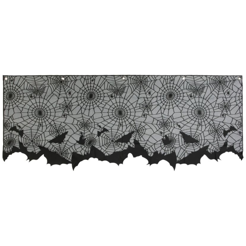 Spider Webs and Bats Halloween Valance Decoration - 5.25