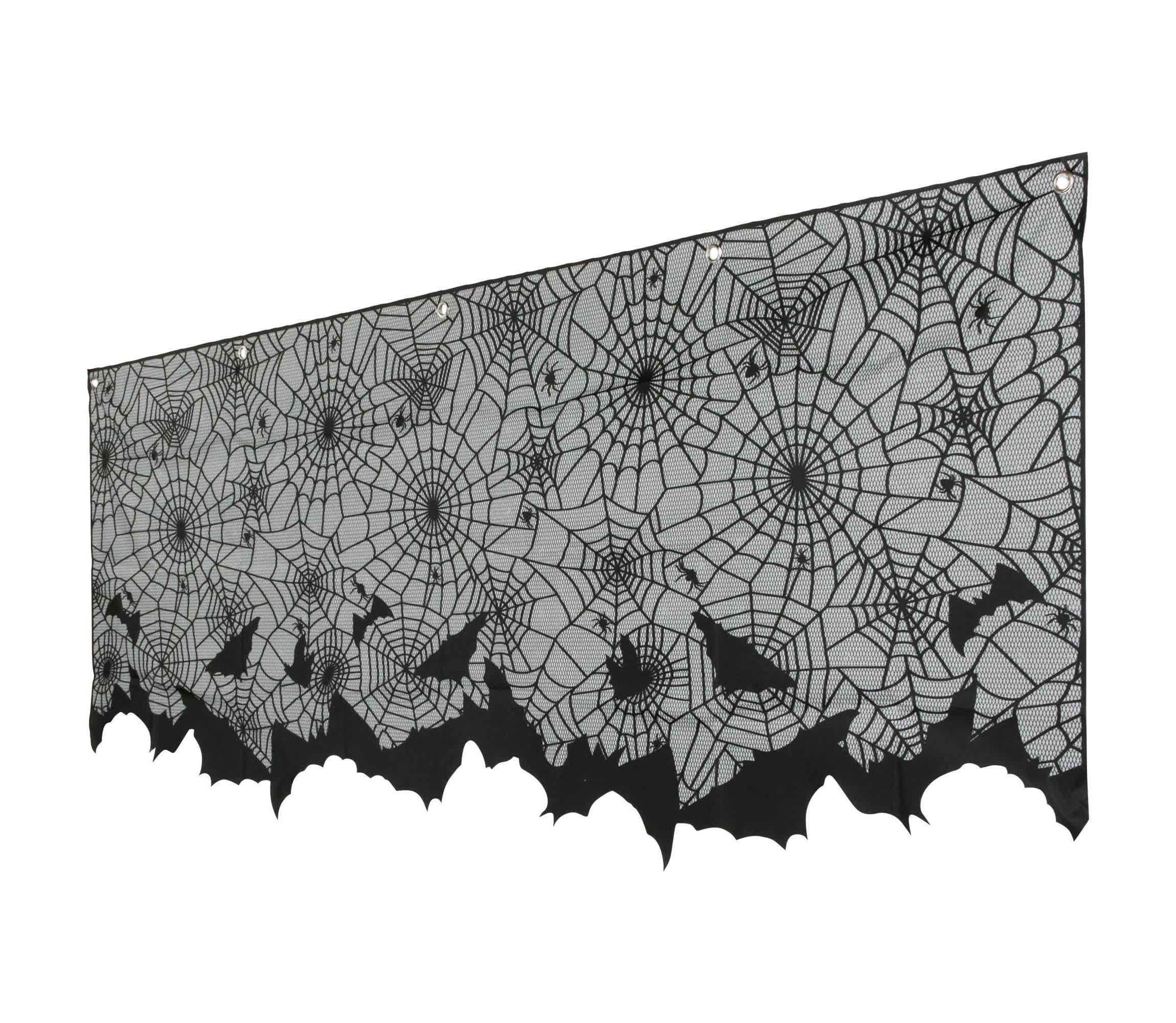 Spider Webs and Bats Halloween Valance Decoration - 5.25