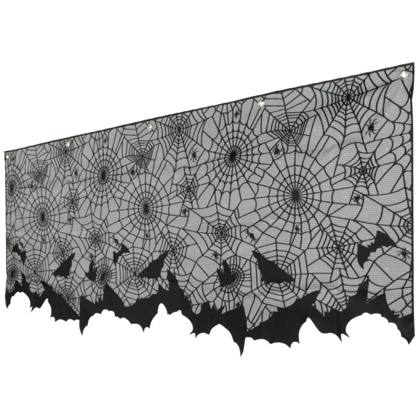 Spider Webs and Bats Halloween Valance Decoration - 5.25