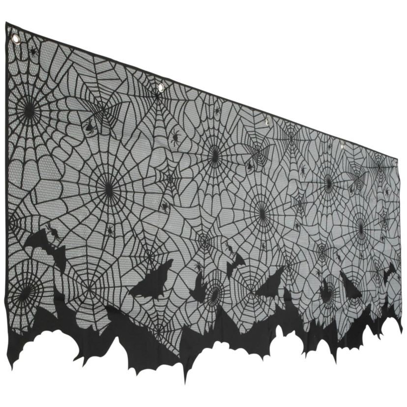 Spider Webs and Bats Halloween Valance Decoration - 5.25