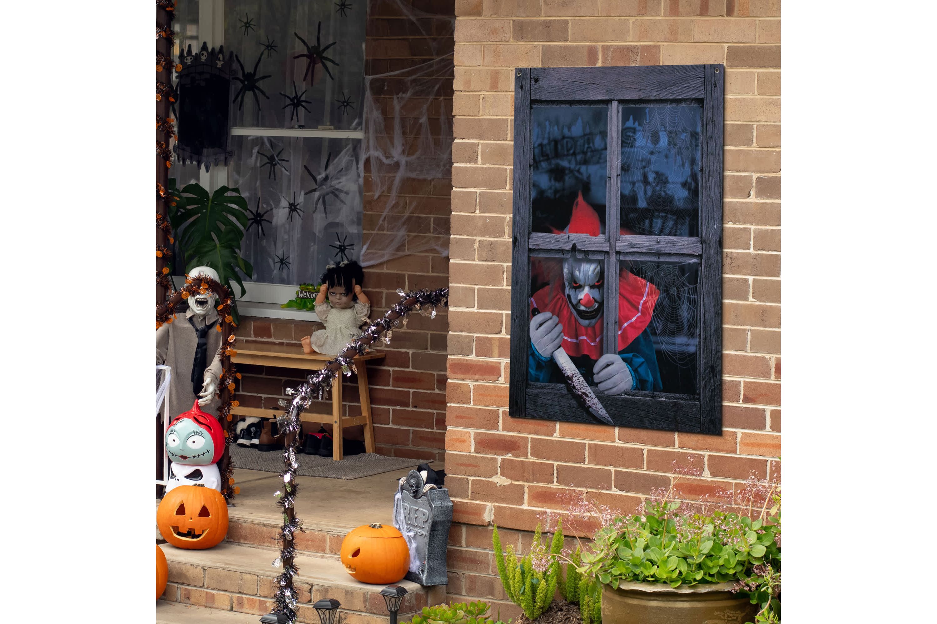 Creepy Clown Scary Window Halloween Decoration - 47"