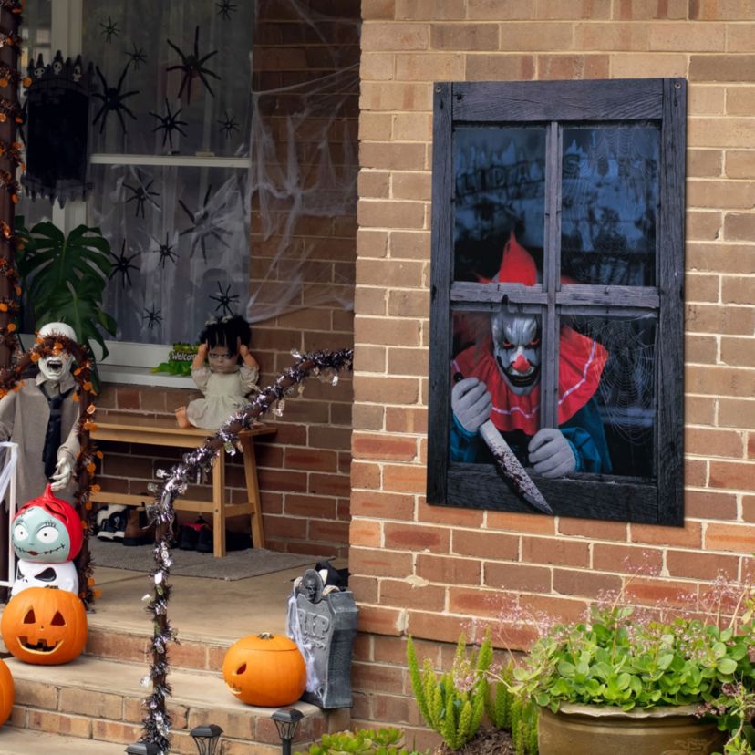 Creepy Clown Scary Window Halloween Decoration - 47"