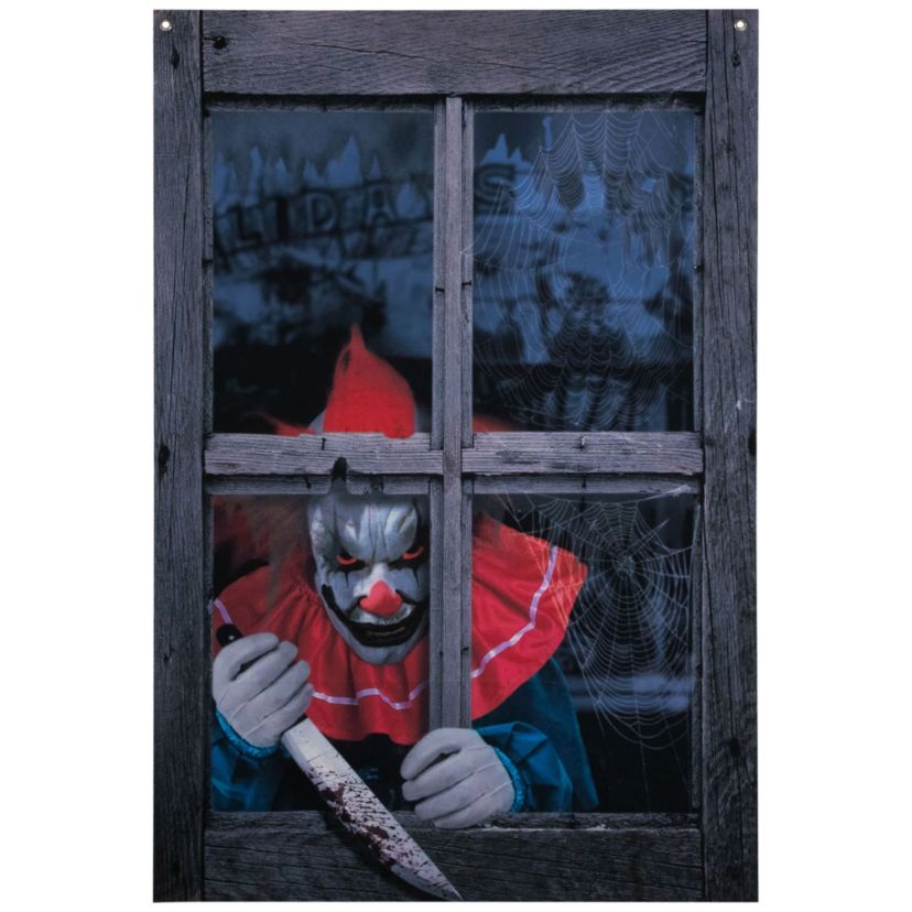 Creepy Clown Scary Window Halloween Decoration - 47"