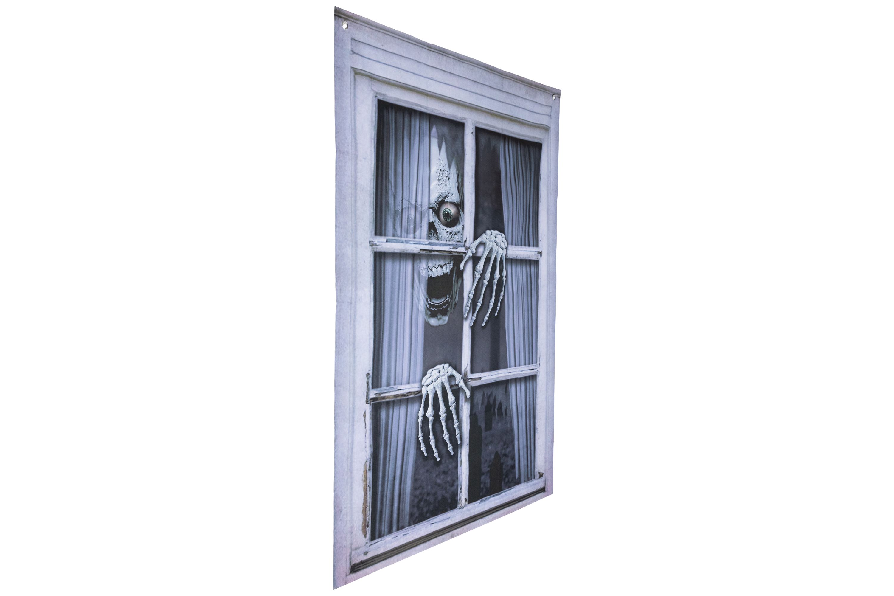 Scary Skeleton Fake Window Halloween Decoration - 46"