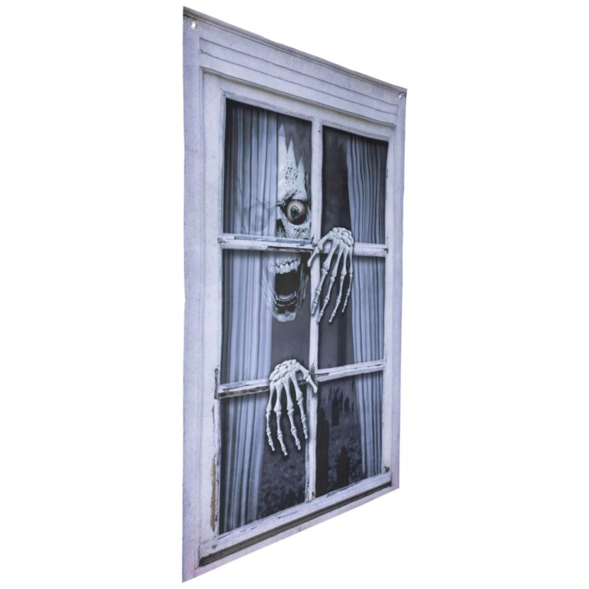 Scary Skeleton Fake Window Halloween Decoration - 46"