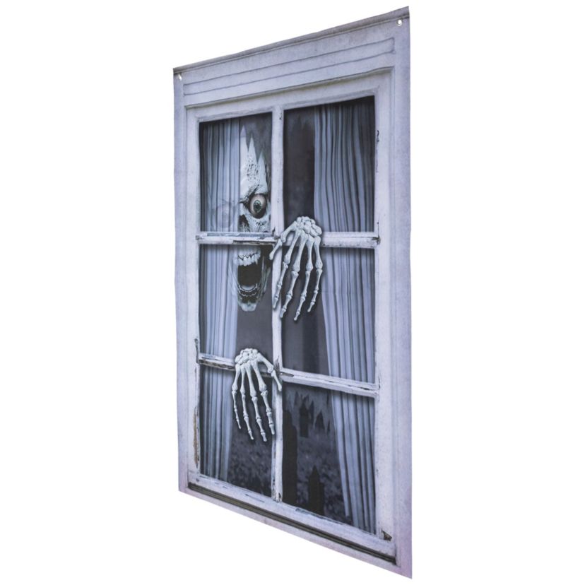 Scary Skeleton Fake Window Halloween Decoration - 46"