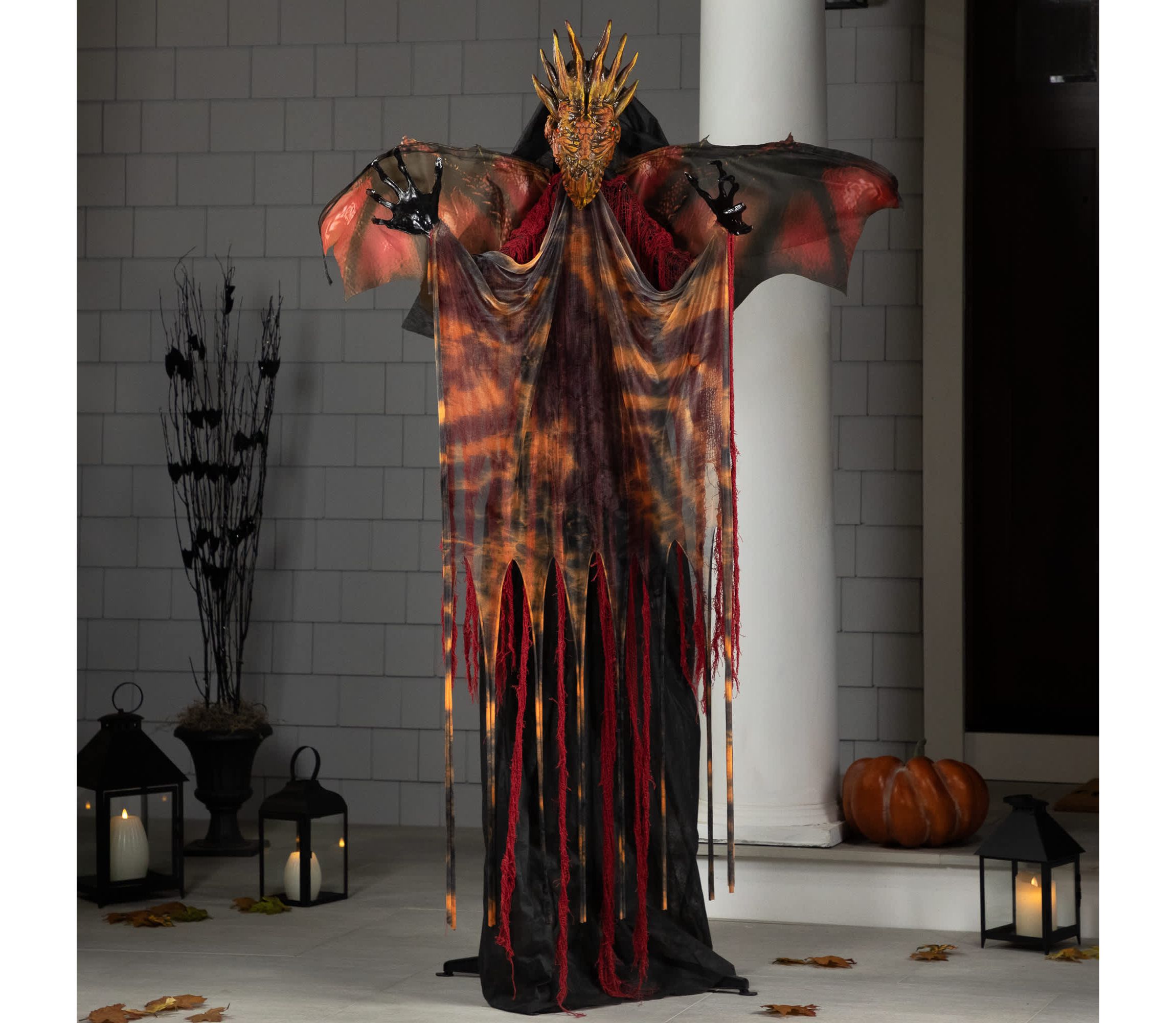 Lighted and Animated Standing Dragon Man with Sound Halloween Figure - 5.75