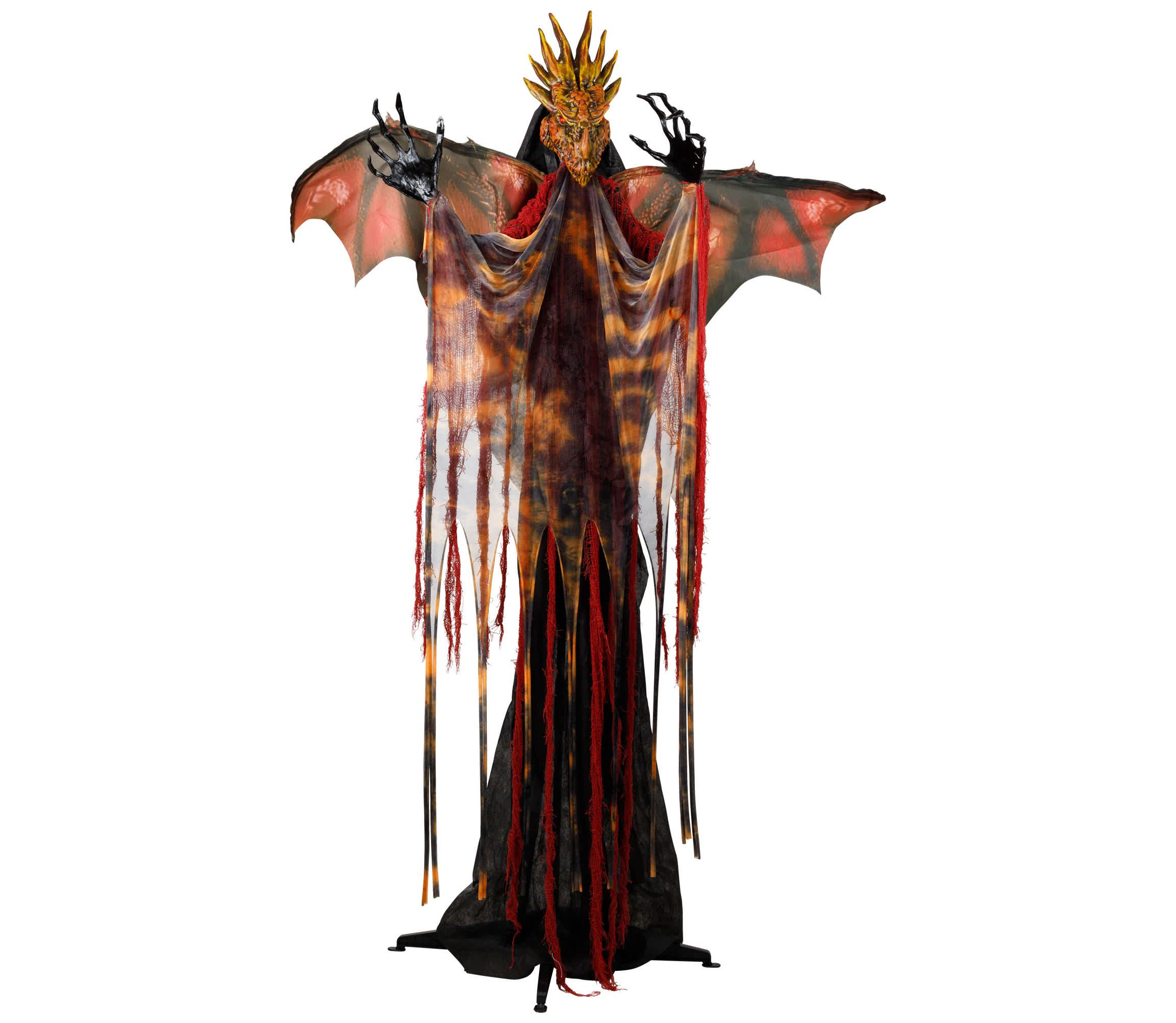 Lighted and Animated Standing Dragon Man with Sound Halloween Figure - 5.75
