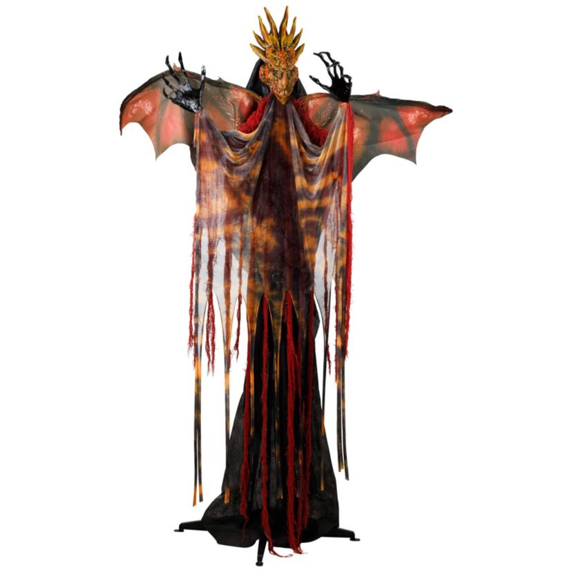 Lighted and Animated Standing Dragon Man with Sound Halloween Figure - 5.75