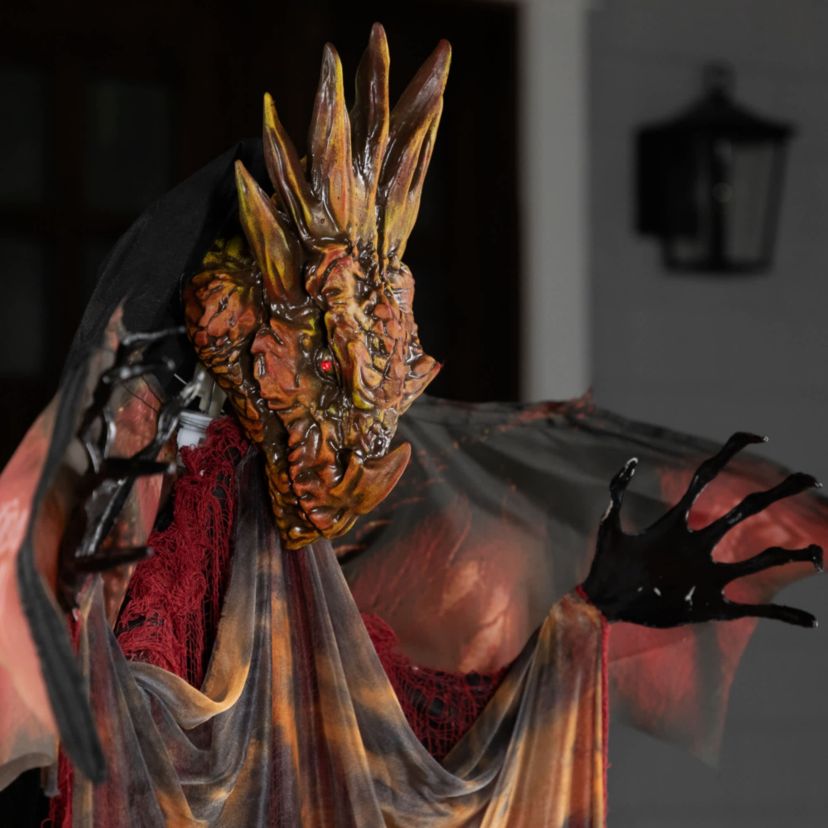 Lighted and Animated Standing Dragon Man with Sound Halloween Figure - 5.75