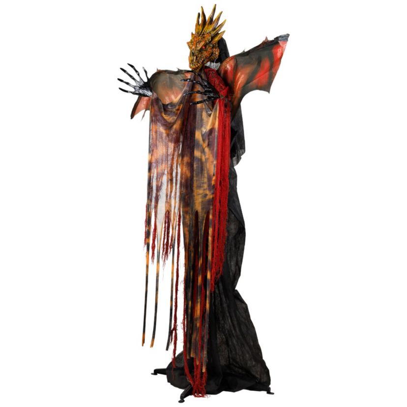 Lighted and Animated Standing Dragon Man with Sound Halloween Figure - 5.75