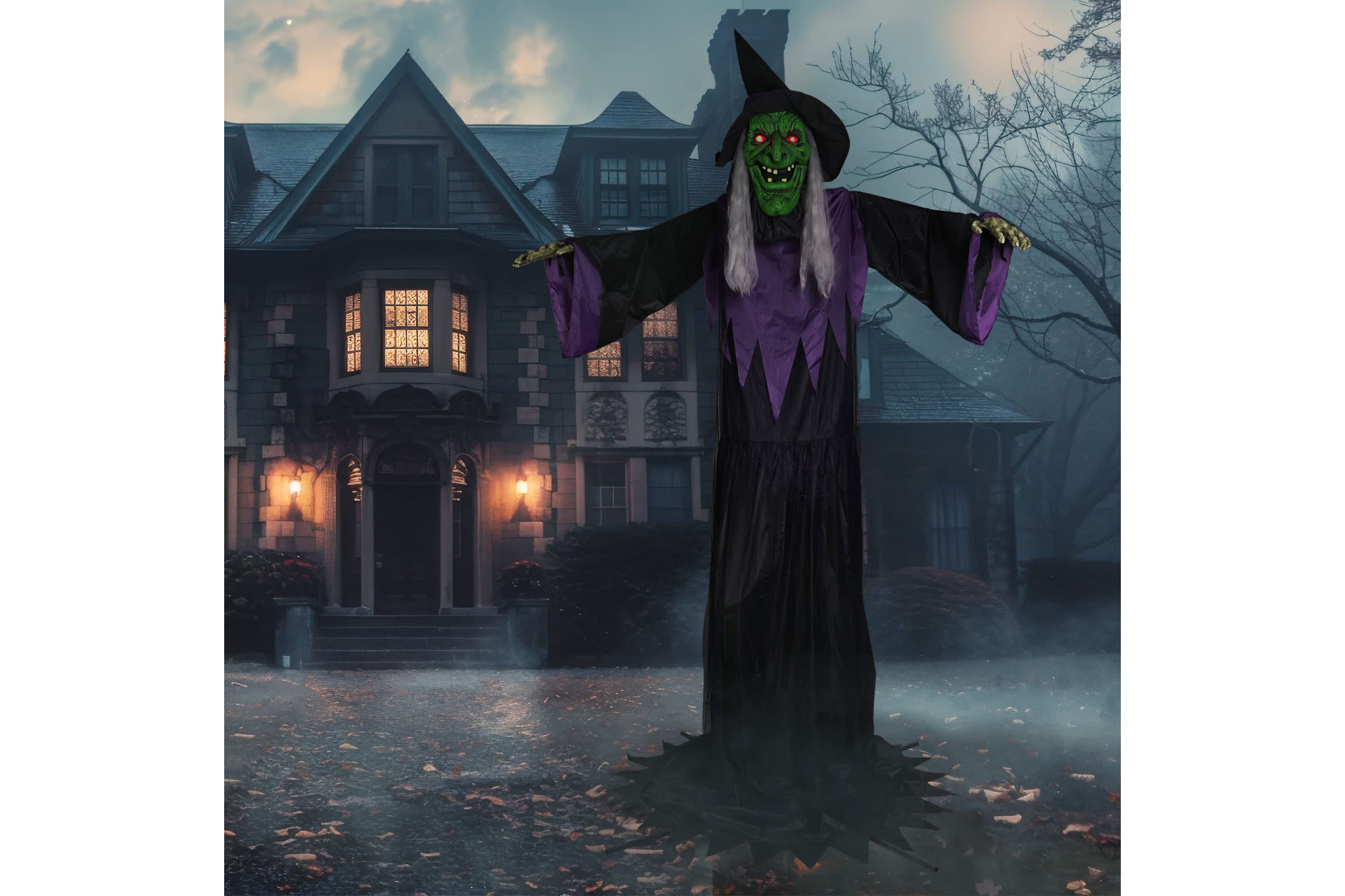 Huge Lighted and Animated Talking Witch Commercial Outdoor Halloween Decoration - 15