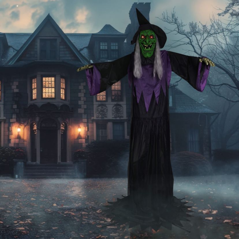 Huge Lighted and Animated Talking Witch Commercial Outdoor Halloween Decoration - 15