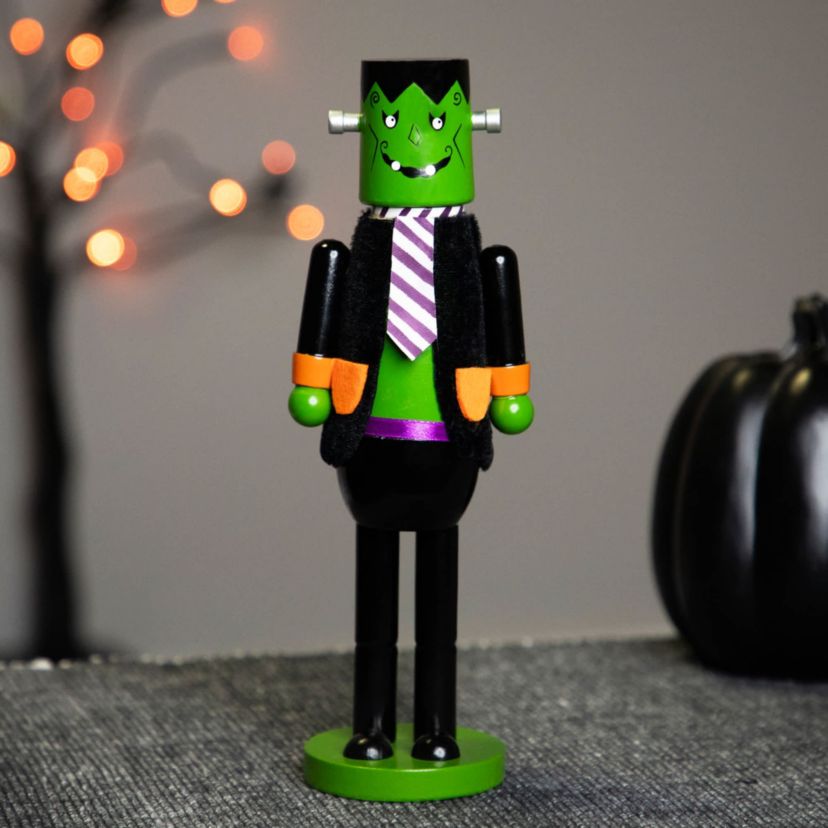 Frankensteins Monster Halloween Nutcracker - 10.5" - Green and Black