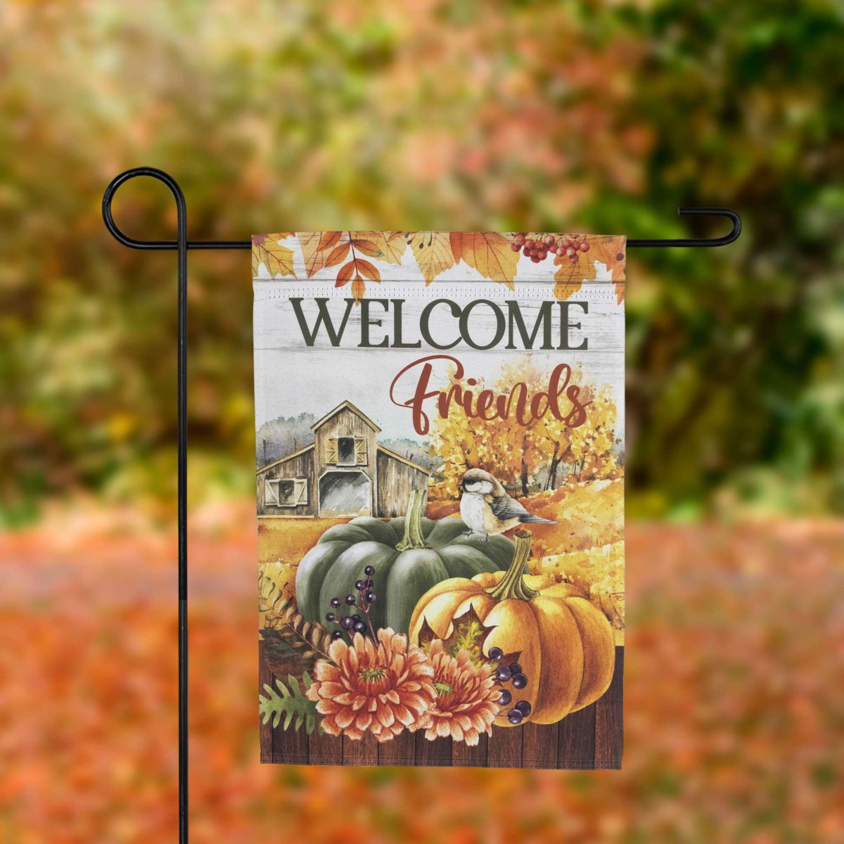 Welcome Friends Fall Harvest Outdoor Garden Flag - 18" x 12.5"