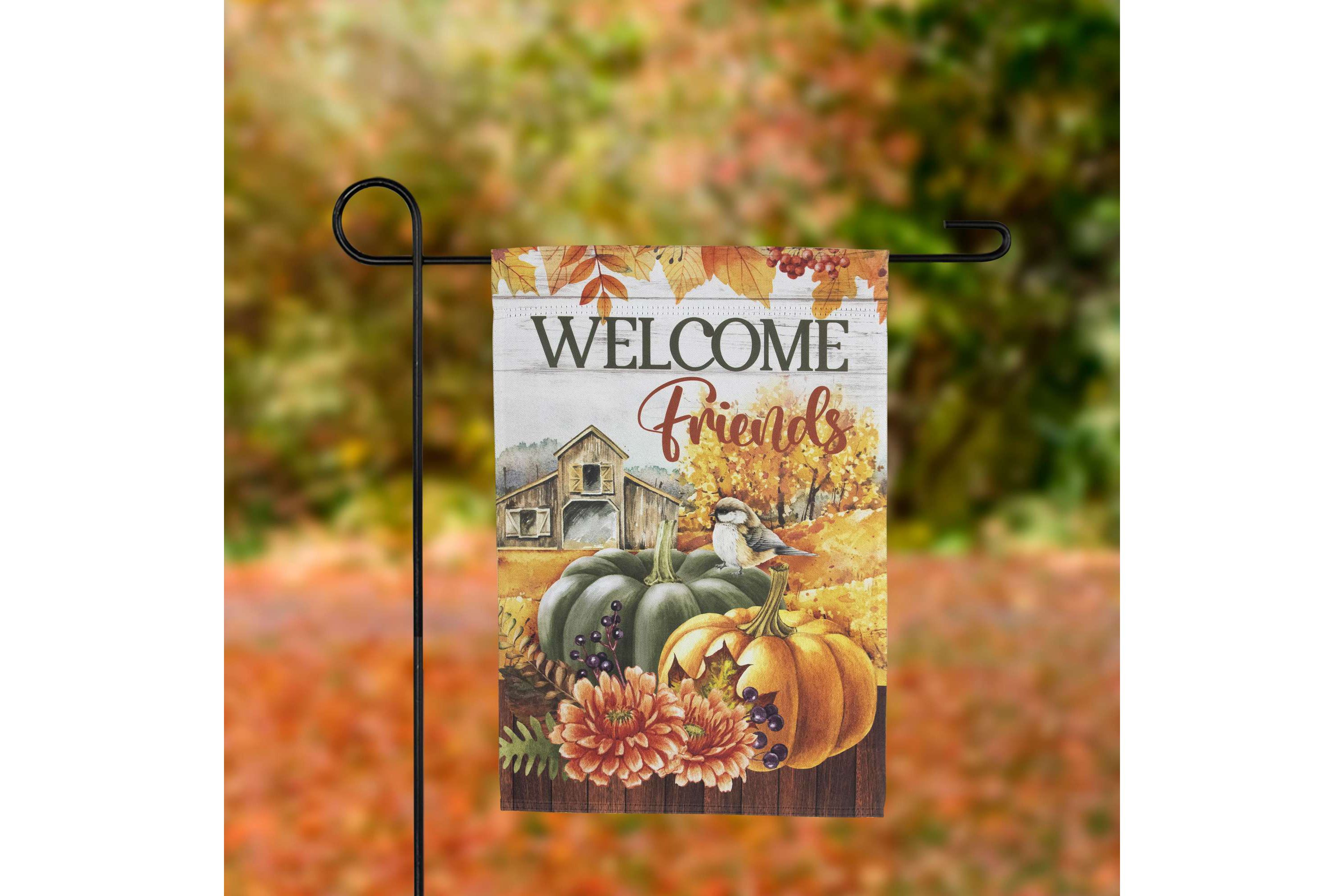 Welcome Friends Fall Harvest Outdoor Garden Flag - 18" x 12.5"