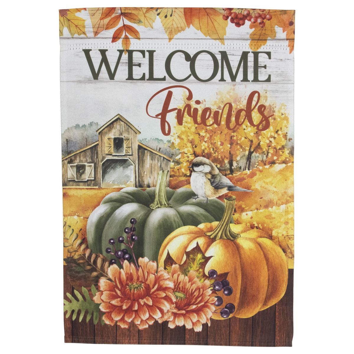 Welcome Friends Fall Harvest Outdoor Garden Flag - 18" x 12.5"