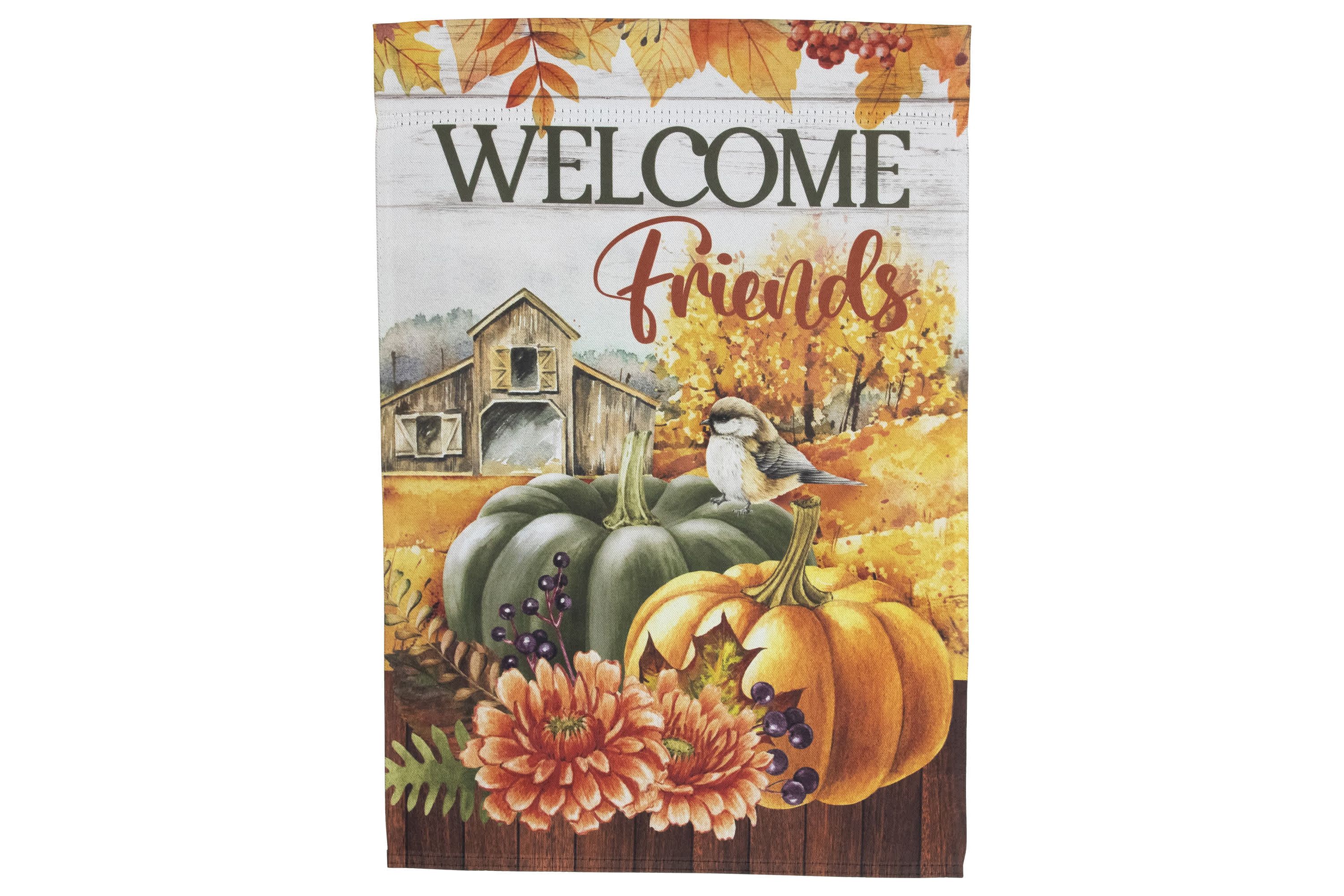 Welcome Friends Fall Harvest Outdoor Garden Flag - 18" x 12.5"