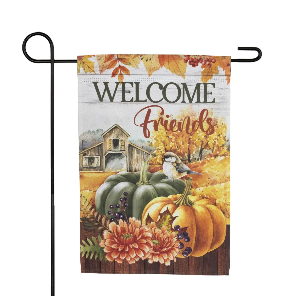 Welcome Friends Fall Harvest Outdoor Garden Flag - 18" x 12.5"