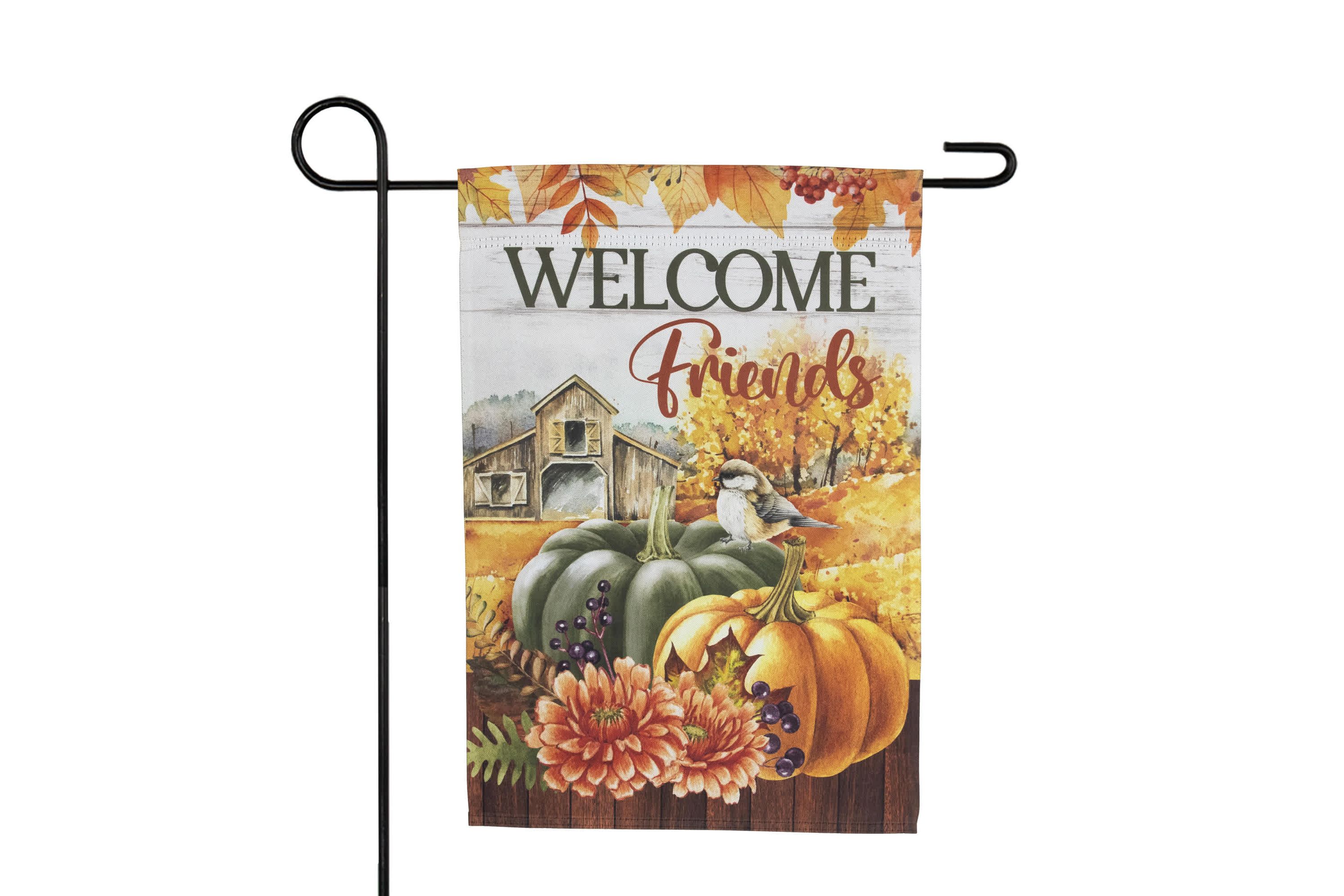 Welcome Friends Fall Harvest Outdoor Garden Flag - 18" x 12.5"