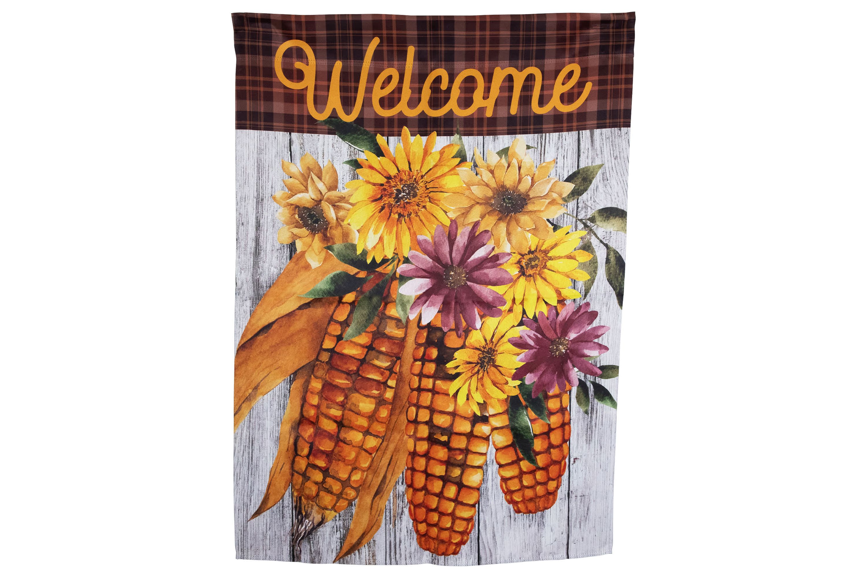 Indian Corn "Welcome" Fall Harvest Outdoor House Flag - 40" x 28"