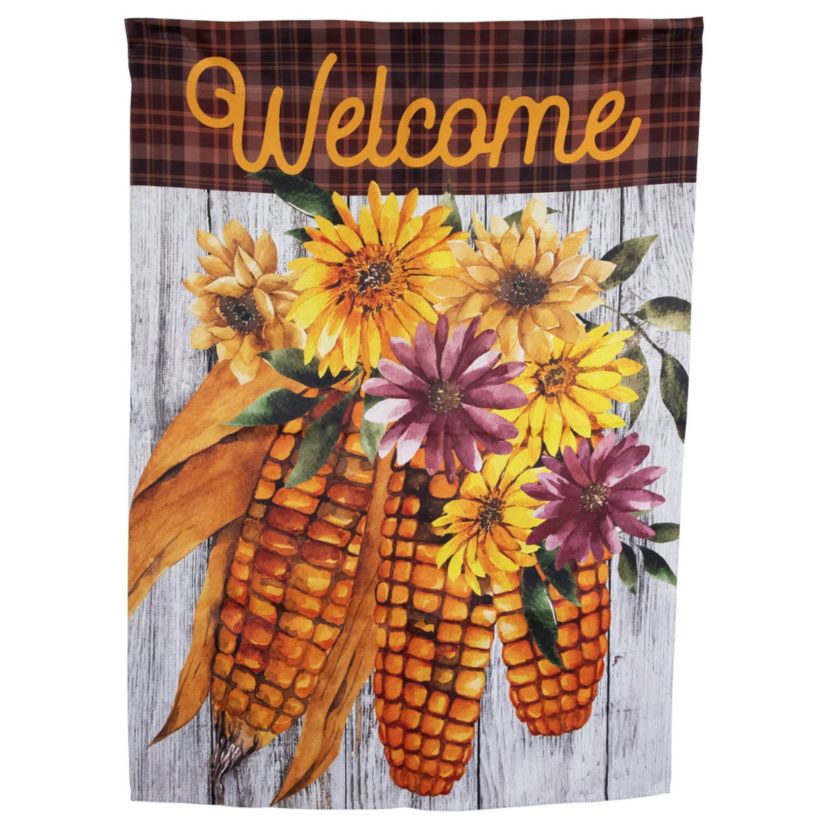 Indian Corn "Welcome" Fall Harvest Outdoor House Flag - 40" x 28"