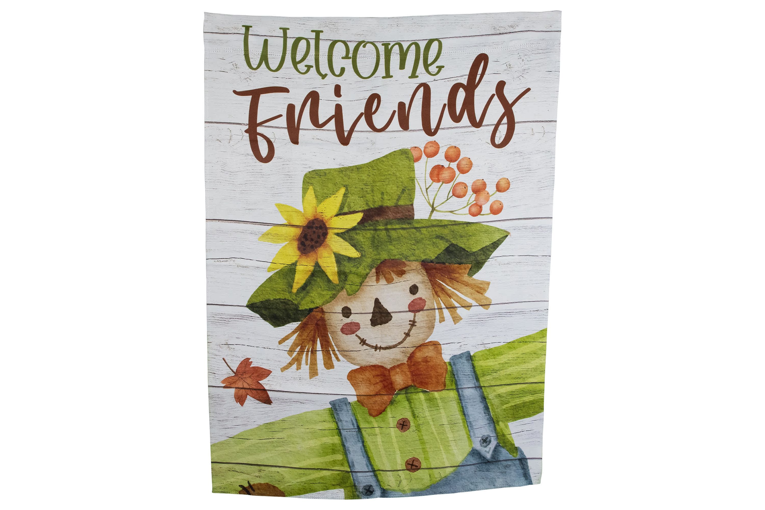 Scarecrow "Welcome Friends" Fall Harvest Outdoor House Flag - 40" x 28"