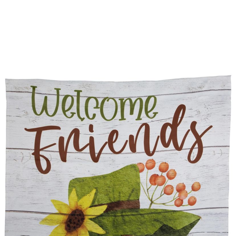 Scarecrow "Welcome Friends" Fall Harvest Outdoor House Flag - 40" x 28"