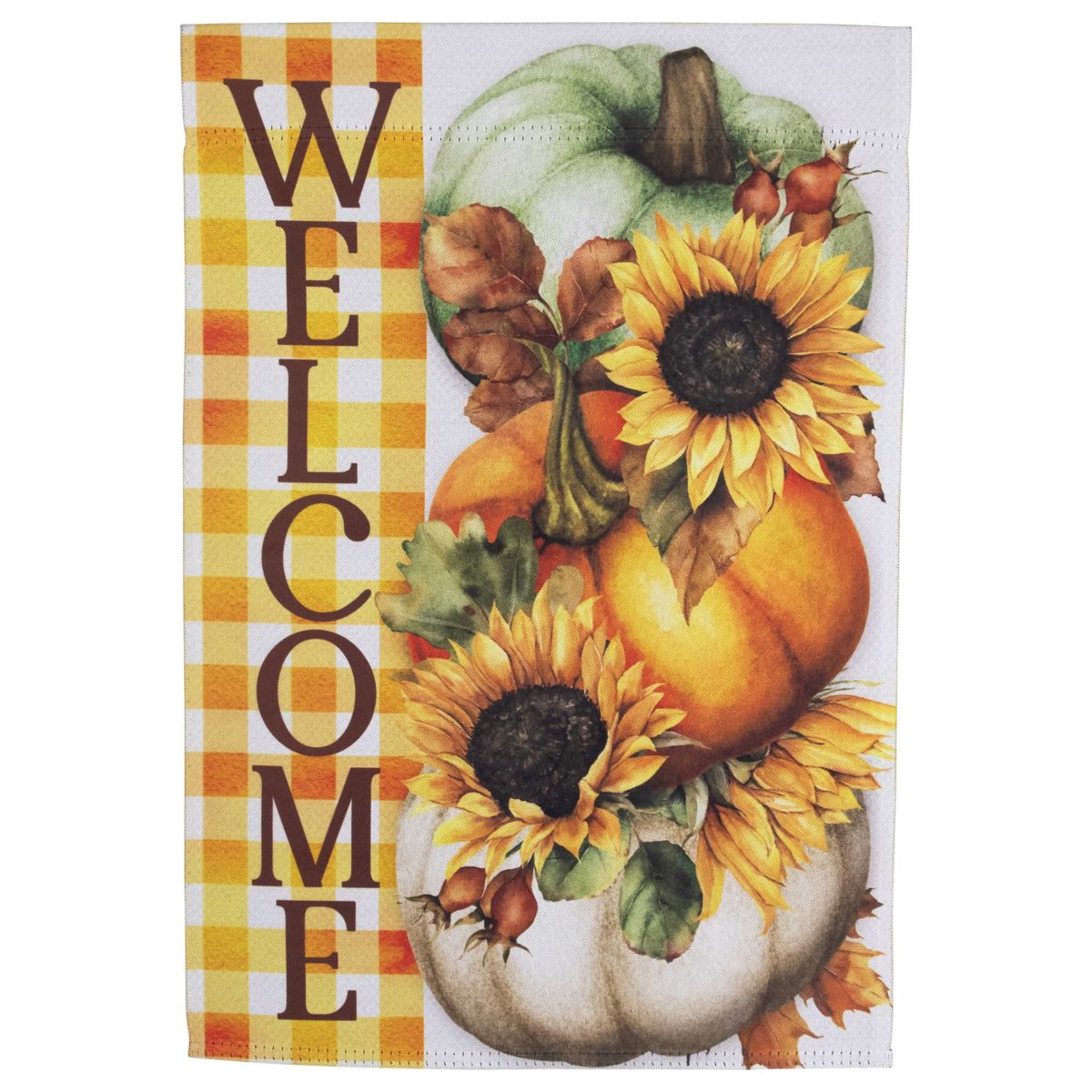 Pumpkins and Sunflowers Welcome Fall Harvest Outdoor Garden Flag - 18" x 12.5"