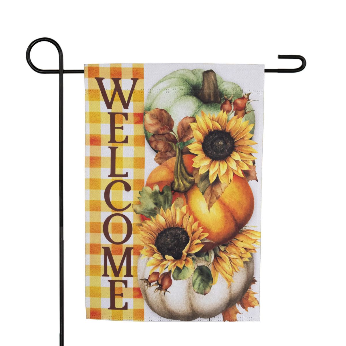 Pumpkins and Sunflowers Welcome Fall Harvest Outdoor Garden Flag - 18" x 12.5"