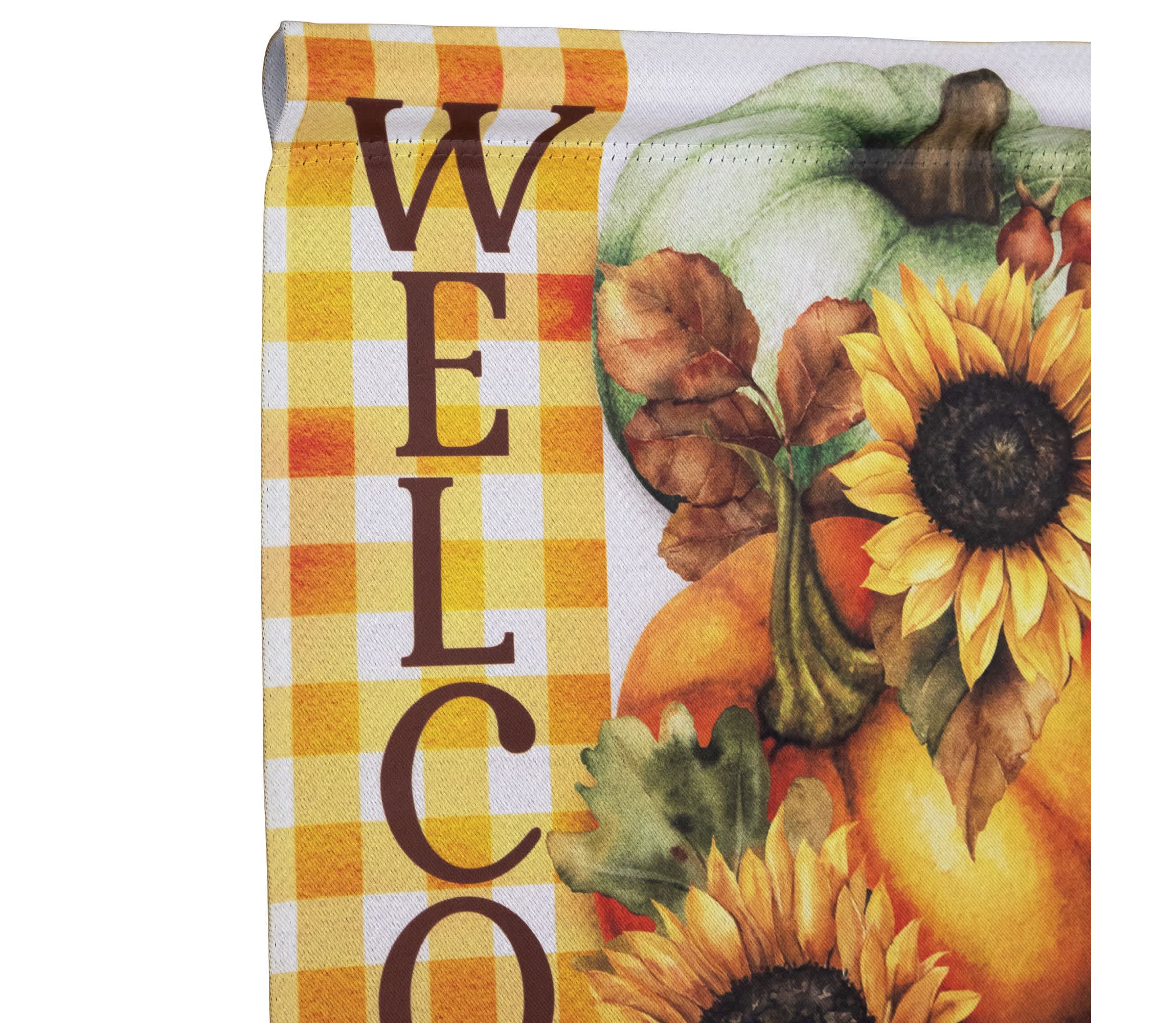Pumpkins and Sunflowers Welcome Fall Harvest Outdoor Garden Flag - 18" x 12.5"