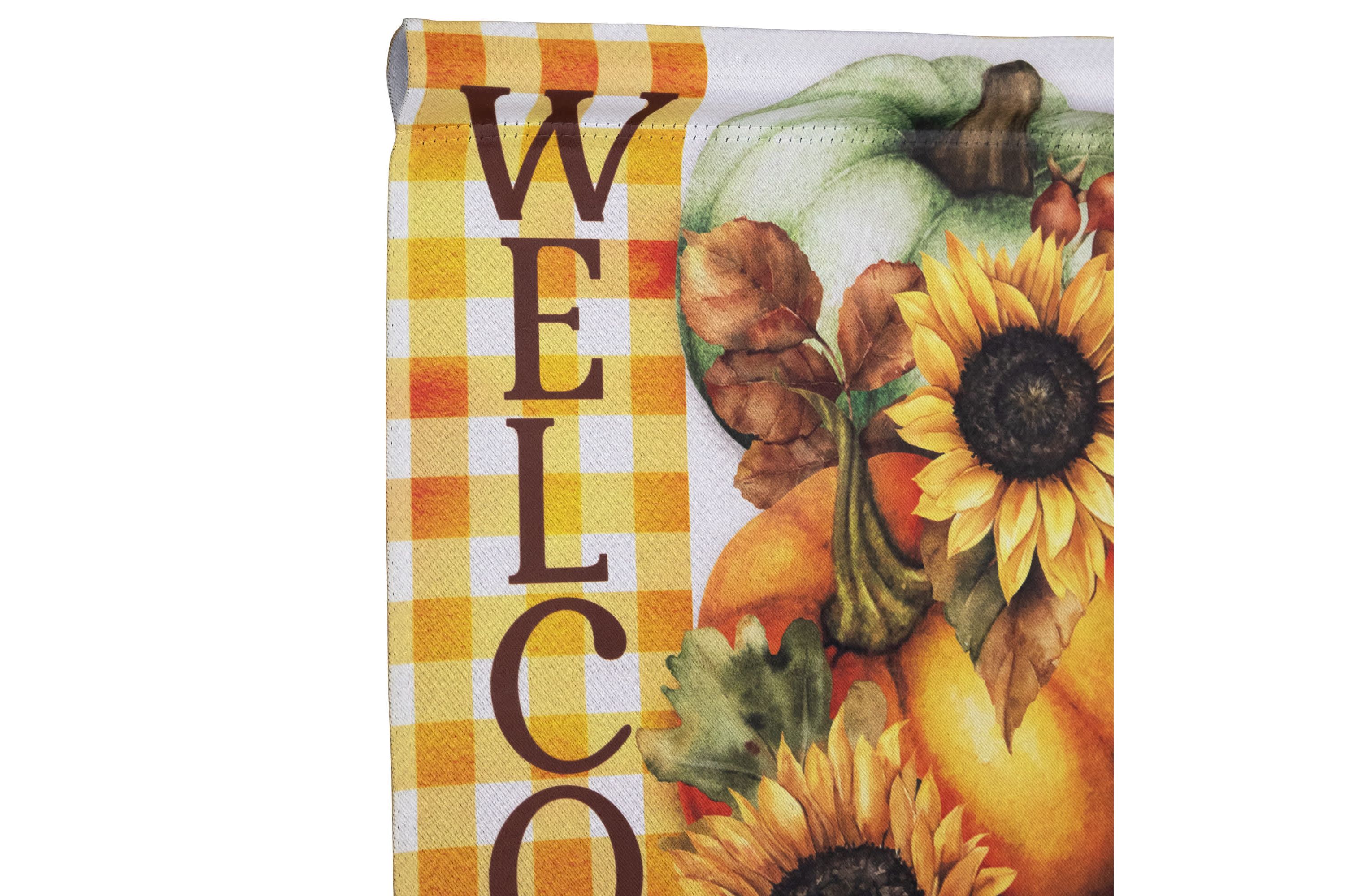 Pumpkins and Sunflowers Welcome Fall Harvest Outdoor Garden Flag - 18" x 12.5"