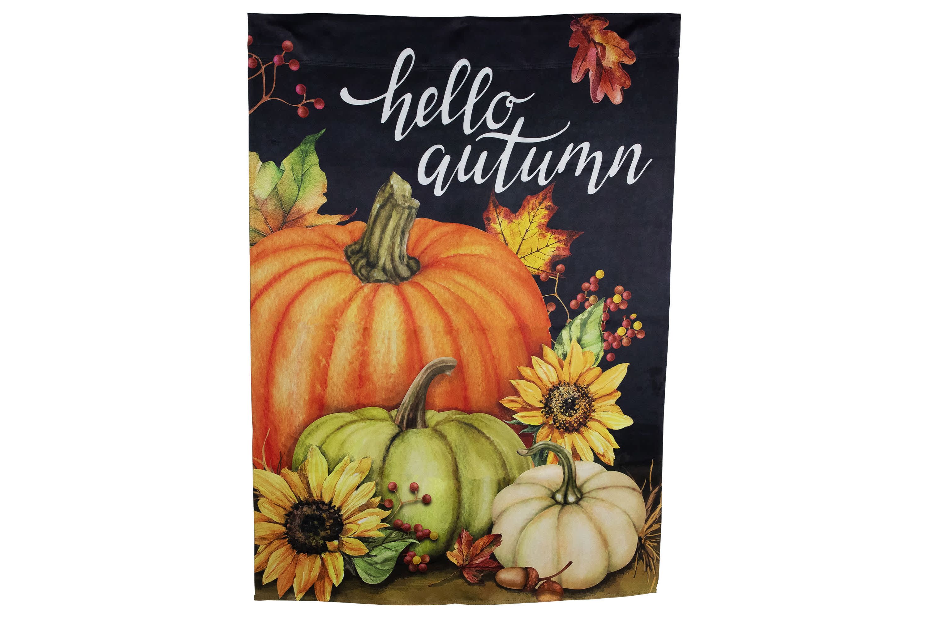 Pumpkins and Sunflowers Hello Autumn Outdoor Fall Harvest House Flag - 40" x 28"